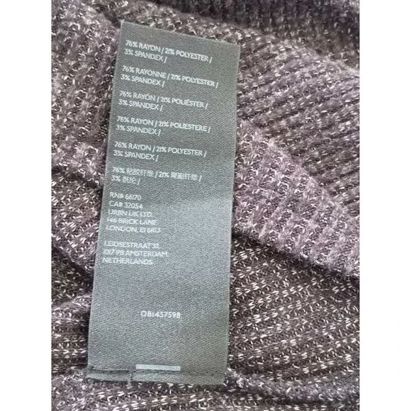 Anthropologie Cowl Back Metallic Knit Top Charcoal Grey S - Picture 6 of 9